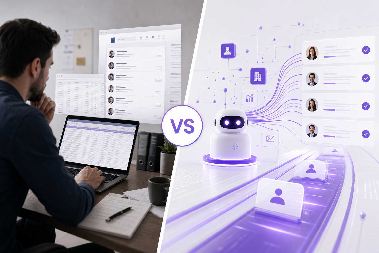 AI prospecting vs manual prospecting — B2B sales comparison guide